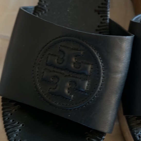 Tory Burch Patty Leather Platform Wedge Slide Sandals - Picture 3 of 4